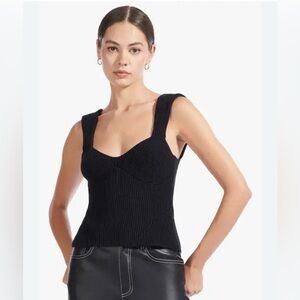 STAUD Kira bustier Black Knit Tank Top xs